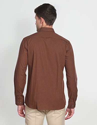 Image of Arrow Micro Check Slim Fit Cotton Formal Shirts for Men - Full Sleeve Shirt for Man