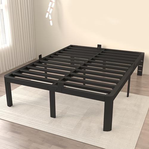 Image of ITIMIDI 14 Inch Full Size Bed Frame, No Box Spring Needed and DIY Headboard, Safety Design with Rounded Corner Legs, Heavy Duty Metal Platform Bed Frame Full Size, Noise Free, Black