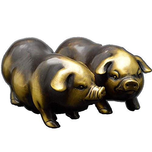 Statue décorative de cochon en cuivre pur pour maison et bureau