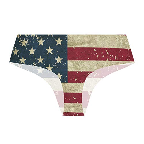 Patriotic Vintage American Flag Womens Seamless Underwear Breathable Stretch Bikini Panties #TOP12