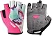DuShow Women and Men Mountain Bike Bicycle Glove Cycling Fingerless Gloves Road Racing Gloves GEL Breathable Anti-slip Anti-shock Half Finger gloves(Pink,S)