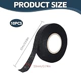 QYRDBGY Taśma izolacyjna do wiązek kabli, 10 sztuk, 19 mm x 15 m, taśma izolacyjna do wiązek kabli, taśma tekstylna, taśma klejąca, samoprzylepna, czarna, do samochodu, gospodarstwa domowego