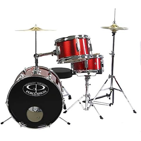 GP Percussion GP50RD Complete Junior Drum Set (Red, 3-Piece Set) Cover