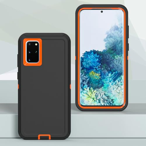 Image of Case for Galaxy S20 Plus, Heavy-Duty Tough Rugged Shockproof Drop Protective Cover Cases for Samsung Galaxy S20 Plus, Black+Orange