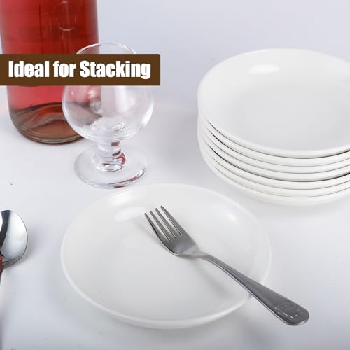 Cptoion 8 Pack White Ceramic Dessert Plates, 6 Inch, Round by Cptoion - Image 5