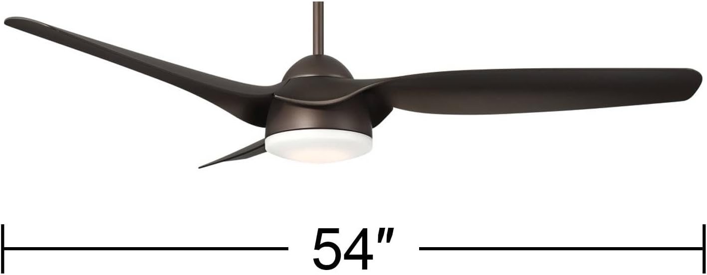 Casa Vieja 54" Sierra Modern Indoor Outdoor Ceiling Fan 3 Blade LED Light Remote Control Emperial Bronze Finish Brown Blades Bedroom Patio Living Room Kitchen Porch Damp Rated Decorative DC Motor