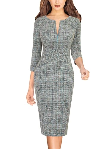 Image of VFSHOW Womens Work Business Office Zipper Up Slim Bodycon Sheath Dress