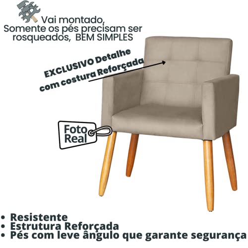 Kit 2 Poltronas Cadeira Decorativa para sala de estar recepção reforçada (Cappuccino)