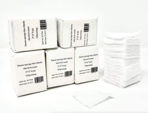 Gasa quirúrgica de algodón no estéril tejida de 8 capas 2"x2" caja de 1000 unidades miniatura 7