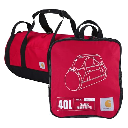 Carhartt Classic Round Duffel with Utility Pouch, Heavy-Duty, Water-Resistant Packable Gear Bag for Jobsite, Gym, and Travel