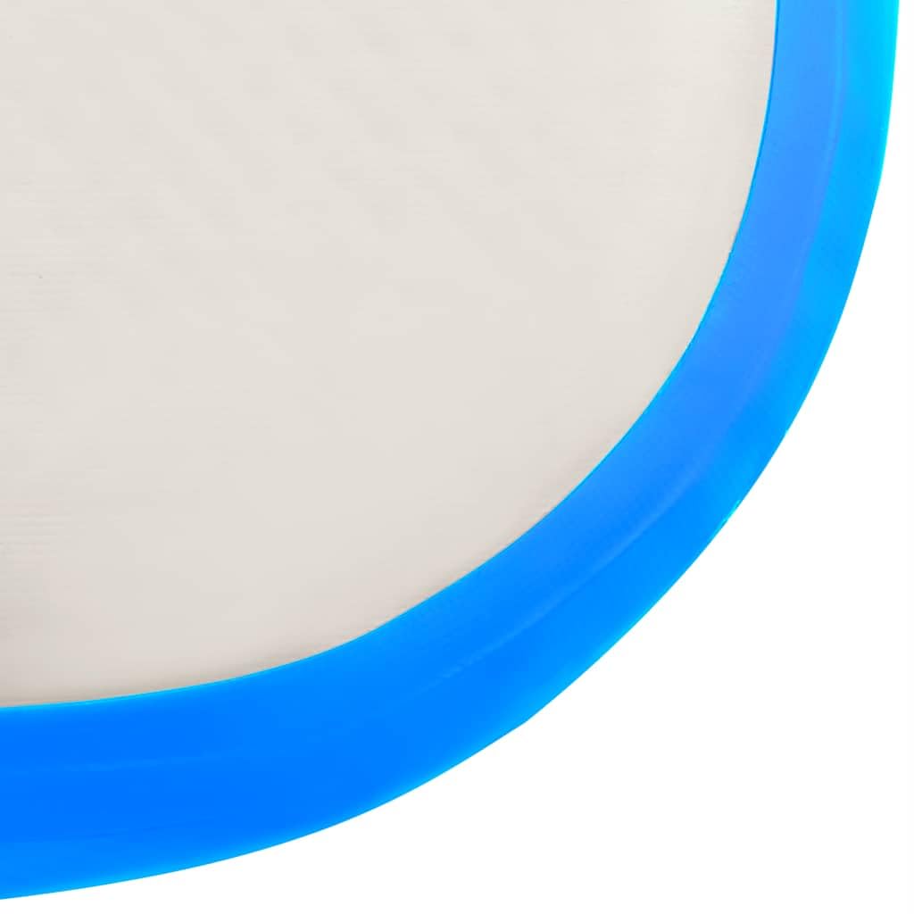 Aufblasbare Gymnastikmatte 500x100x15 cm mit Pumpe - Luftmatte für Turnen, Yoga, Kickboxen, Fitnessmatte Blau