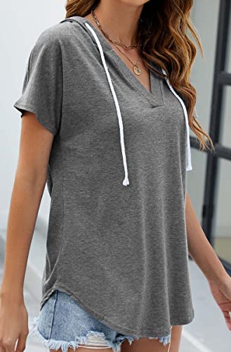 Image of Womens Long Sleeve V Neck Hoodie Sweatshirts Lightweight Pullover Tops