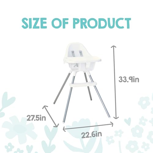 Image of Regalo Baby Basics High Chair for Babies and Toddlers, Baby High Chair with Removable Oversized Tray & Cup Holder, 5-Point Harness, Easy to Clean Toddler High Chair, White