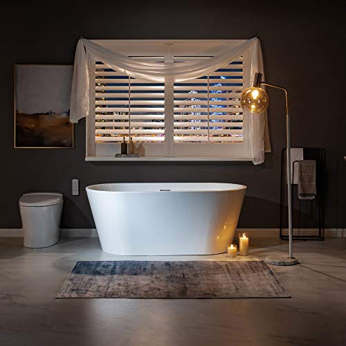 WOODBRIDGE 59" Acrylic Freestanding Bathtub Contemporary Soaking White Tub with Brushed Nickel Overflow and Drain,B0014 -B/N-Drain &O