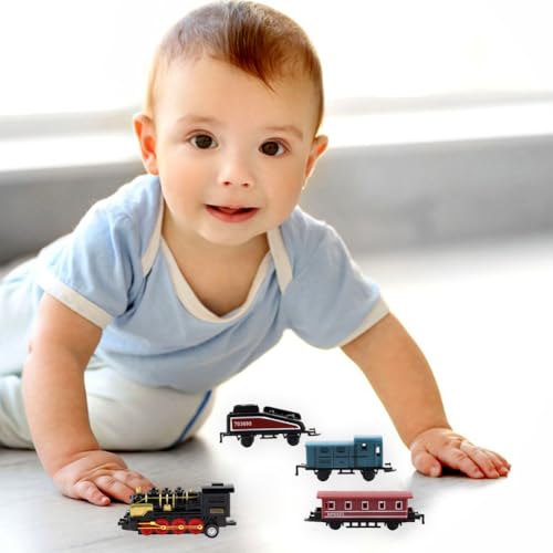 Mini-Dampfzug-Modell-Spielzeug, Retro-Dampfzug-Spielzeug-Set, Kleiner Zug Modell Spielzeug Ornament,zurückziehbare Simulations-Dampfloken-Modell-Spielzeug Jungen und Mädchen, Geschenk