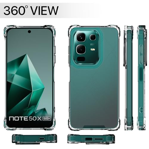 Image of Amazon Basics Back Cover for Infinix Note 50x 5G PC + TPU Clear Transparent Raised Edges Shockproof Protective Phone Bumper Case(Transparent)