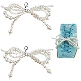 AXLJCHS Pearl Bow Shoe Charms for Sneakers, 2 Pcs Pearl Bowknot Clip-On Decorations for Women’s Dress Shoes, Beaded Chain Buckle DIY Shoelaces Accessories for Girl Weddings Parties Daily