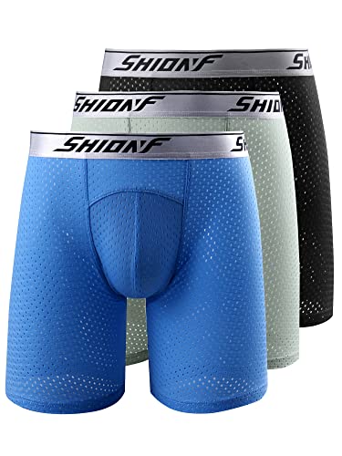 Men's anti chafing Underwear Performance mesh cooling Boxer Briefs,3-Pack