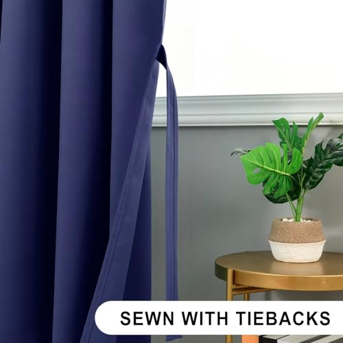 DWCN Blackout Curtains for Bedroom Thermal Insulated Curtains with Tiebacks Pencil Pleat Window Curtains for Living Room 46 x 54 inch Length - Image 3