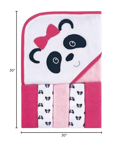 Image of Luvable Friends Unisex Baby Hooded Towel with Five Washcloths, Panda, One Size (Pack of 2)