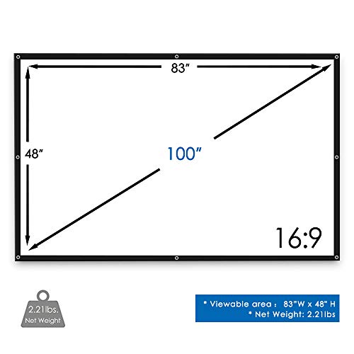 100 Inch Projector Screen, GooDee Indoor Outdoor Projection Screen 4K ...