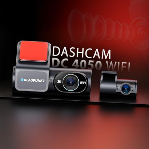 Image of Blaupunkt Dashcam-DC 4050 WiFi Dual Camera 2K +1080P,Dual Port Charger,Dashboard Mount,G Sensor,256GB SD Card Capability,Mobile APP,140 Wide Angle View,Built-in Mic and Speaker,Time & Date Stamp