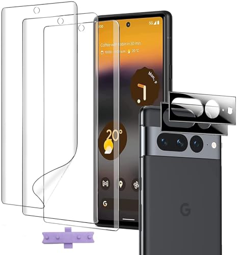 [3+2] Google Pixel 7 Pro Screen Protector 3pcs TPU Film&2pcs Camera Lens Protector Tempered Glass,[Fingerprint Compatible] HD-Clear Ultra-Thin [Not Glass] Screen Protector for Pixel 7 Pro 6.7 Inch