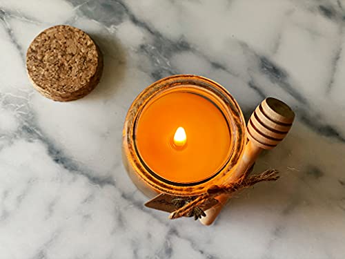 Bekker's Candles Beeswax Jar Candle 100 Percent Pure Beeswax In Glass Container 30 Hours Light Honey Aroma 7 Oz, Yellow #TOP7