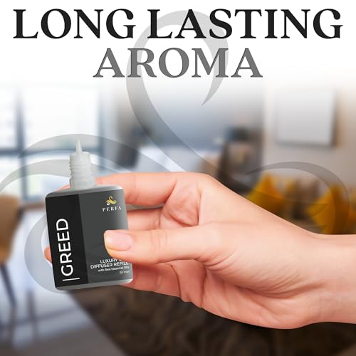 Image of Greed Diffuser Refill 50ml Bottle | Strong Car Freshener with Car Odor Eliminator Technology | Long Lasting Automotive Car Air Freshener by Perfa