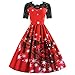 Costume de Noël gothique pour femme - Robe de Noël fine - Jupe d'hiver - Pour adolescentes, filles, princesse, Père Noël, années 1950 - Avec imprimé, Rouge (02), S