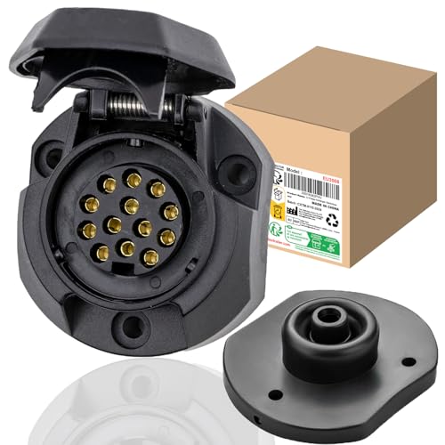 CXTM 13poligen Dose, 13 polige Steckdose, Schraubkontakt nach ISO 11446, für 12 V Hänger, Dichtung hinten, 13polieger Steckdose, 13 poliger Anhängersteckdose