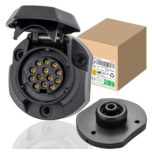 CXTM 13poligen Dose, 13 polige Steckdose, Schraubkontakt nach ISO 11446, für 12 V Hänger, Dichtung hinten, 13polieger Steckdose, 13 poliger Anhängersteckdose