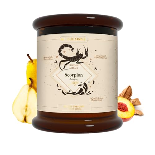 My Jolie Candle – Vela perfumada con signo astrológico – Escorpio – Regalo para mujer mamá – Cera natural vegetal – Fragancia francesa – Mecha de algodón