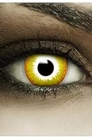 FXCONTACTS Farbige Kontaktlinsen Halloween Gelb AVATAR + Tattoos & Kontaktlinsenbehälter, 2 Stück (1 Paar) weiche Tageslinsen ohne Stärke, ideal für Cosplay, Karneval, Anime & Halloween