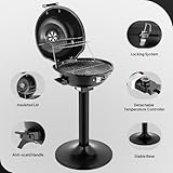 Bonnlo BBQ Electric Grill, 1600W George Foreman BBQ Grill with Removable Non-Stick Grilling Rack,Adjustable Temperature & Oil Drip Tray, Indoor Outdoor BBQ Grill Freestanding for 15-Serving(Black) - Image 7