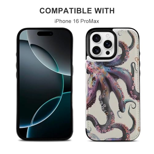 Étui portefeuille iPhone 16 Pro Max pieuvre idéal pour vos sorties - 5