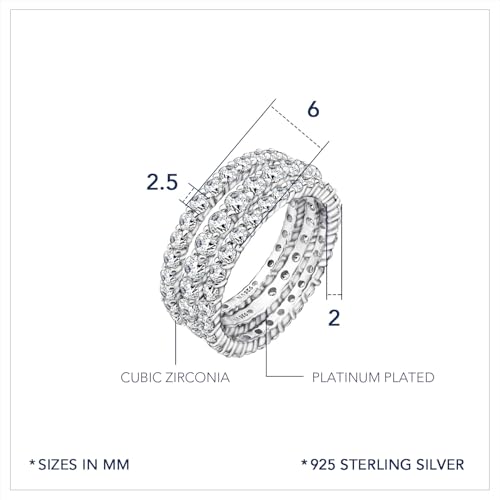 Marilyn Monroe Eternity Ring Set | 925 Sterling Silver Infinity Band Set of 3 for Women | 4.24 Carats Round Cut Cubic Zirconia CZ Simulated Diamond 6