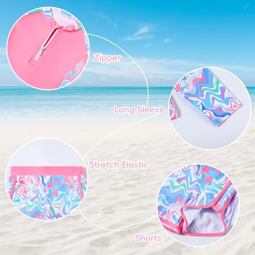 Image of Toddler Girls Long Sleeve Swimsuits Girl Swimwear Little Girls Swimsuits 2 Pieces Toddler Rash Guard Swimsuit Print
