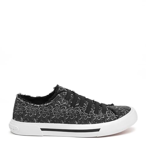 Jokes Black Eyelet Slip On Sneaker 7 / BLACK / SHAWNEE EYELET COTTON