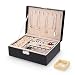 jutyum Joyero para mujer, caja de joyería negra, caja de joyería para mujer, de piel sintética, de doble capa, varios compartimentos extraíbles, pendientes Storing Jewelry