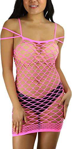 Image of ToBeInStyle Women's Stretch See Through Fishnet Novelty Mini Rave Party Dress