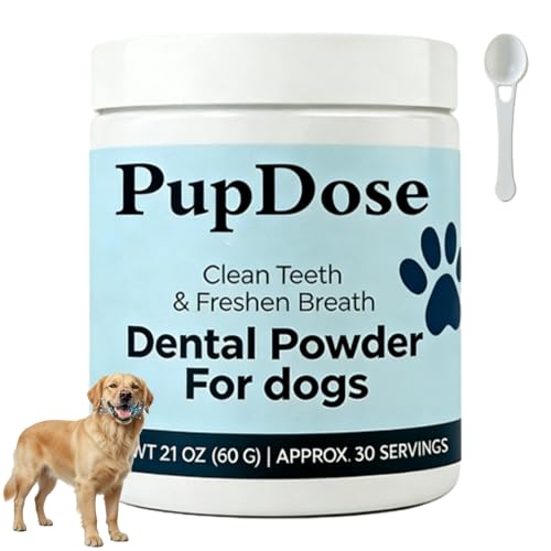 PupDose Dental Powder for Dogs Teeth Cleaning & Fresh Breath Tartar Control Dog Supplement Supports Healthy Gums & Oral Care Easy Mix Daily Dental Care for Dogs Natural Breath Freshener (1 Pc)