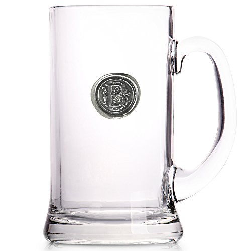 English Pewter Company 1 Pint Monogram Initial Beer Mug Glass Tankard - Unique Gifts For Men - Personalized Gift With Your Choice Of Initial (M) MON013 - Thumbnail 5