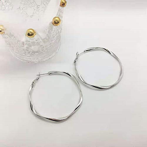 Surrounded Forest Sterling Silver Hoop Earrings White Hoops White Gold Plated Hoop Earrings For Women Girls Lightweight Hoop Earrings 2In #TOP4