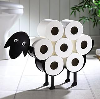 Baabara The Sheep Toilet Paper or Towel Holder  Freestanding Metal Modern Novelty Loo Roll Bathroom Stand  Holds 7 Rolls, H32 x W50 x D10cm