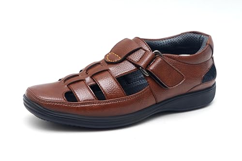Image of Heels County Faux Leather Fisherman Sandals for Men