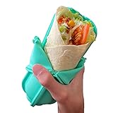 Aqua Wrap'd Reusable Silicone Lunch Burrito Flatbread Wrap Holder Container Alternative to Beeswax Wraps Cling Wrap