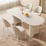 Design ovale spacieux et élégant : la table à manger Miuuod de 177 cm offre de l'espace pour 6 à 8 invités avec son plateau de table généreux de 70,86 x 31,49 pouces et est parfaite pour les dîners conviviaux dans votre cuisine ou votre salle à manger. La finition blanc crème confère à la cuisine et à la salle à manger une élégance moderne.