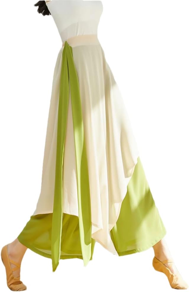 Generic Women Casual Palazzo Pants Classical Dance Trousers Wide Legged Long Pants Gymnastics Practice Skirt Pants