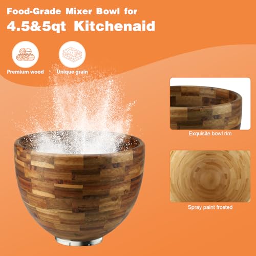Tazón de Madera Acacia 5 Qt Compatible con KitchenAid miniatura 2